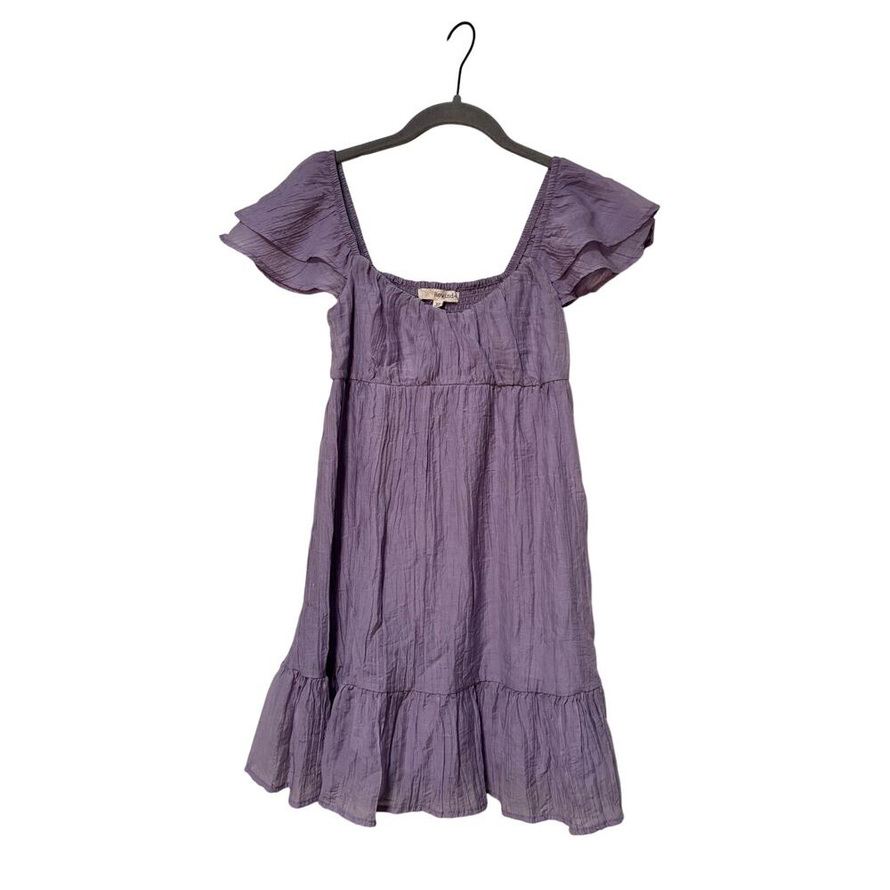 Rewind Lavender Mini Dress XS Flutter Sleeve Smocked Cottagecore Babydoll Boho - Picture 6 of 9